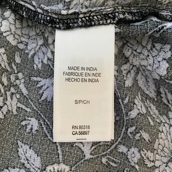 LUCKY BRAND Floral Black & White Blouse w/ Tassel Women SP Small Petite - Picture 6 of 7